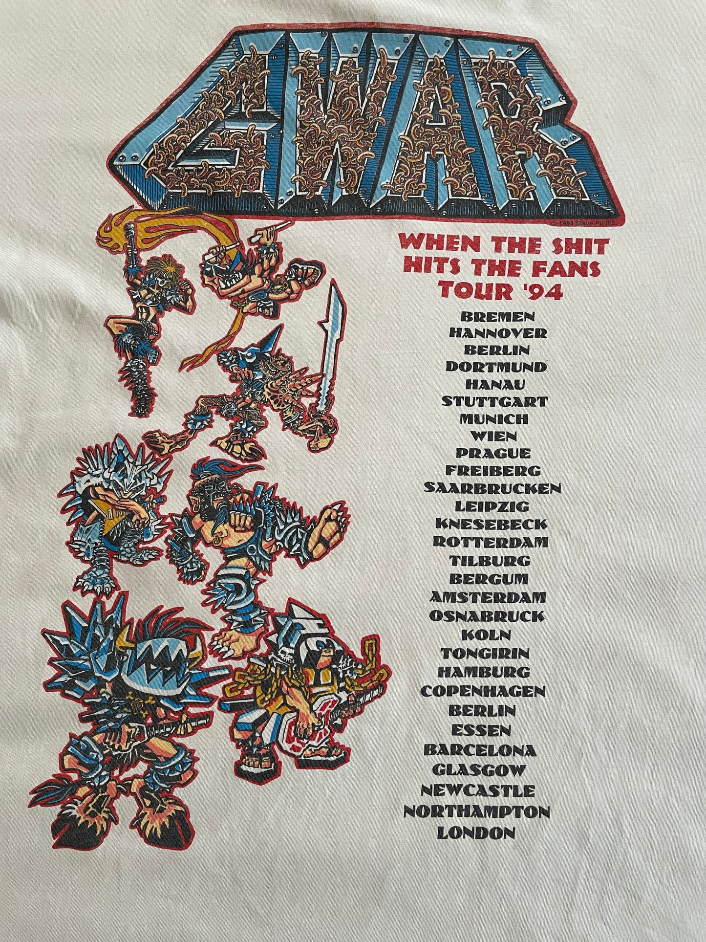 GWAR - When The Shit Hits The Fans - Original Vintage 1994 European Tour t-shirt