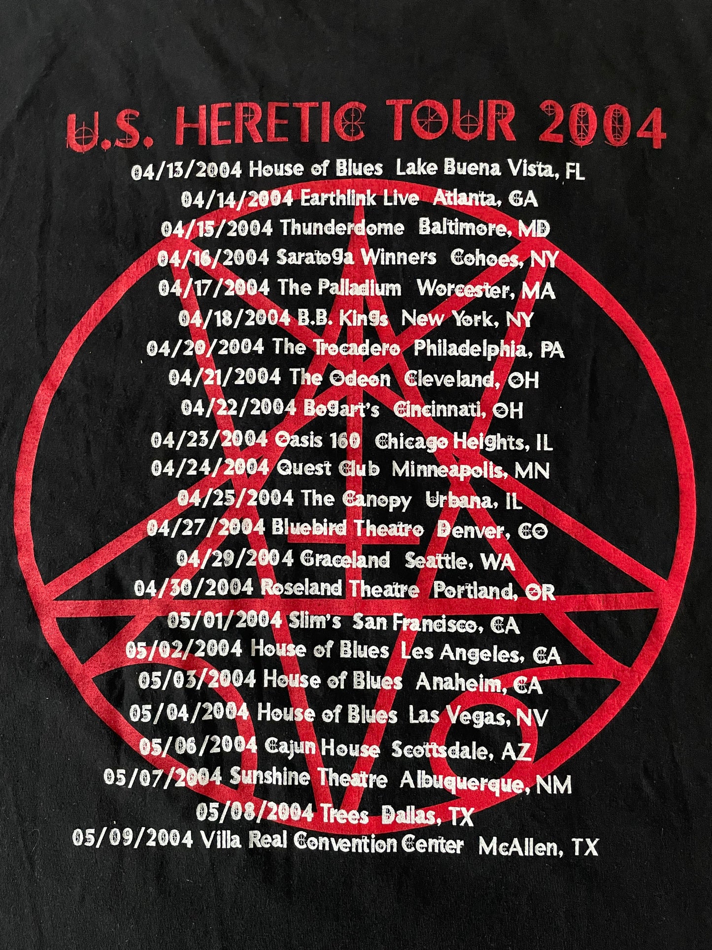 Morbid Angel - US Heretic Tour 2004 - Original Vintage t-shirt