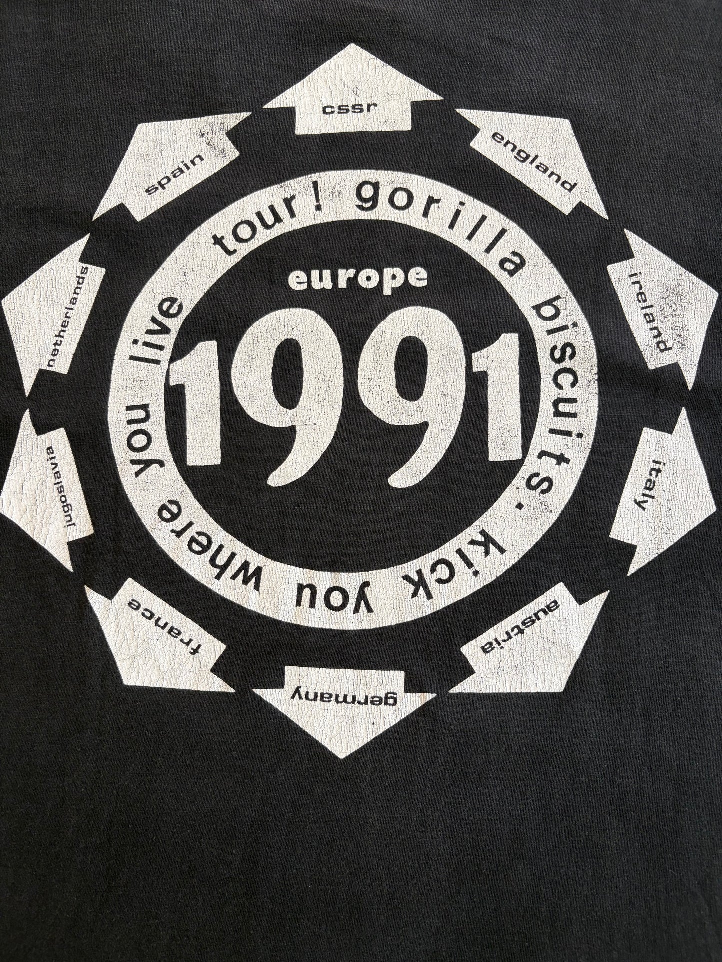 Gorilla Biscuits - Kick You Where You Live Tour - European Tour 1991 - Original Vintage t-shirt