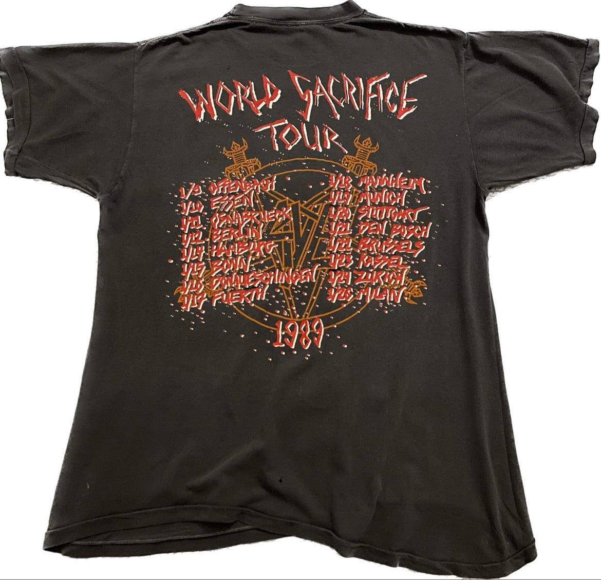 Slayer - Slaytanic Wehrmacht / World Sacrifice Tour 1989 - Original Vintage t-shirt