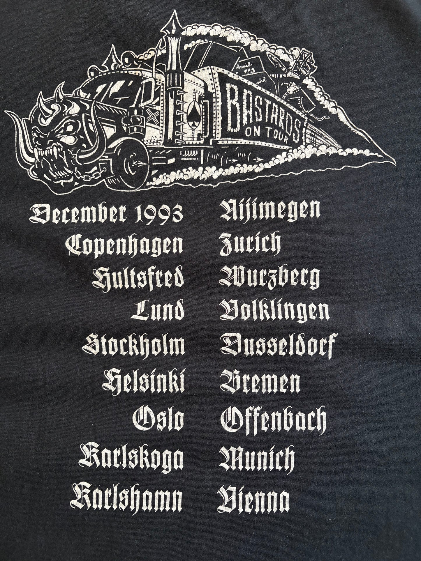Motörhead - Bastards On Tour - European Tour 1993 - Original Vintage t-shirt
