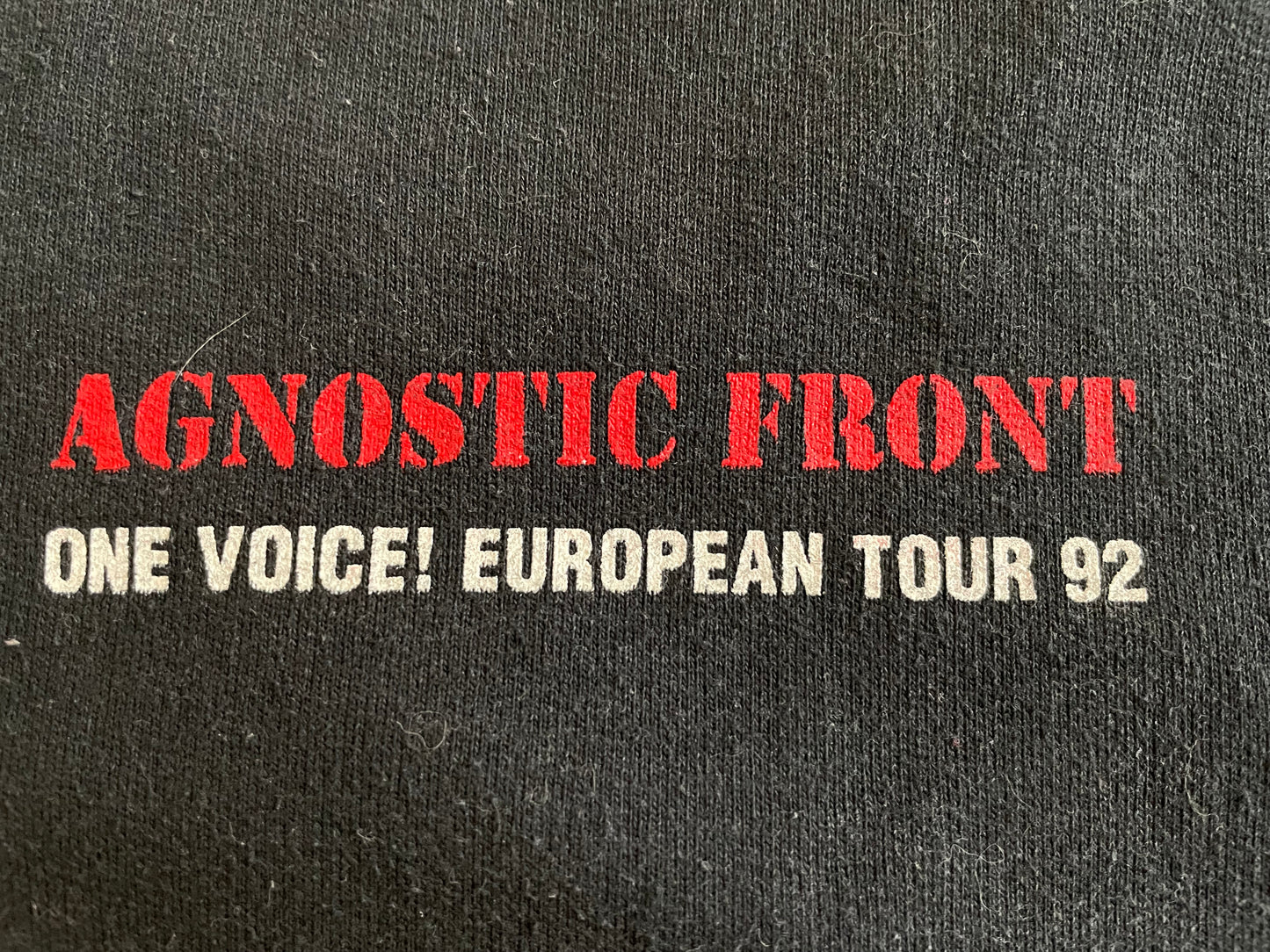 Agnostic Front - One Voice! European Tour 92 - Original Vintage Hoodie