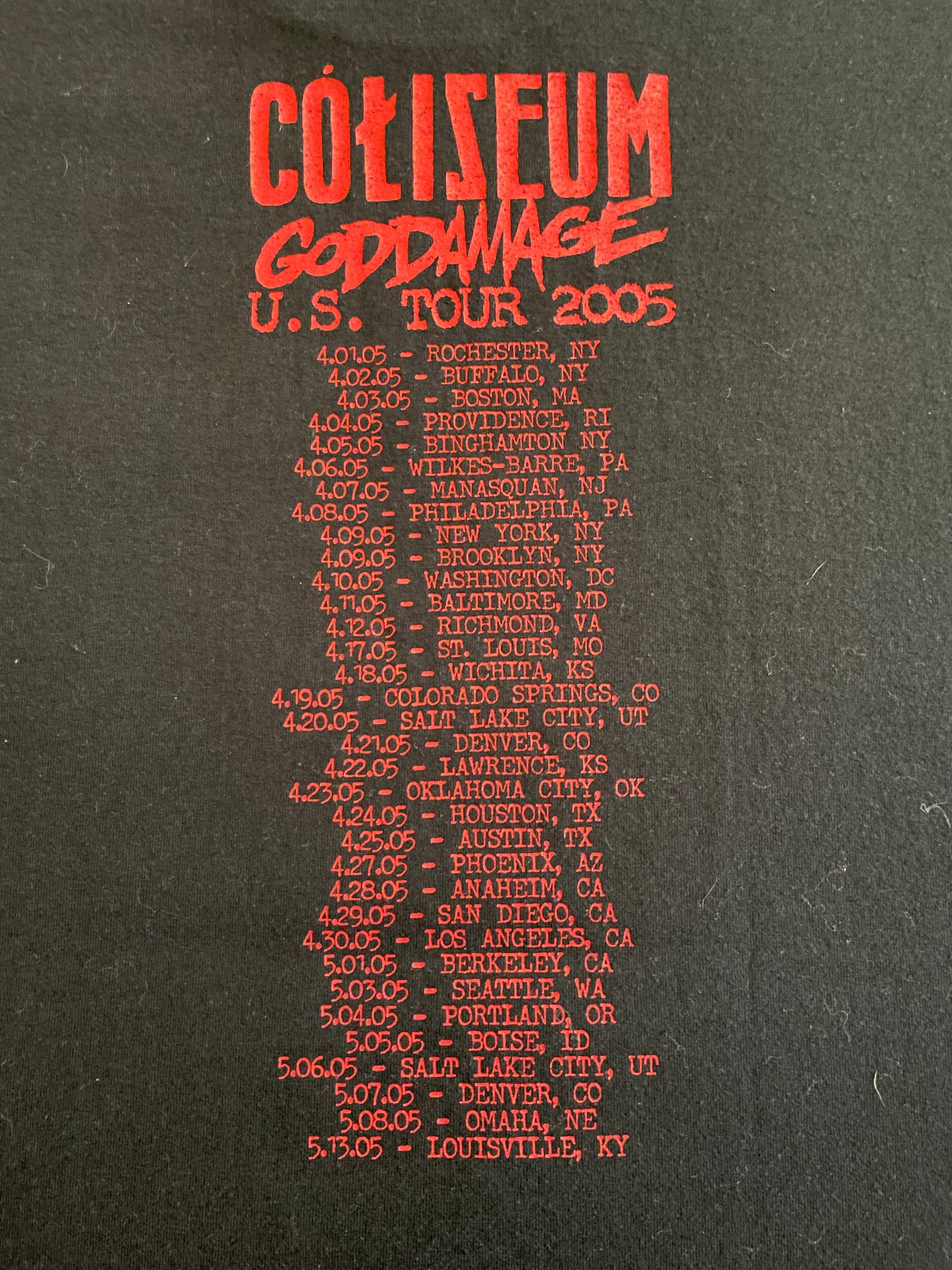 Coliseum - Goddamage - US TOUR ‘05 - Original Vintage t-shirt