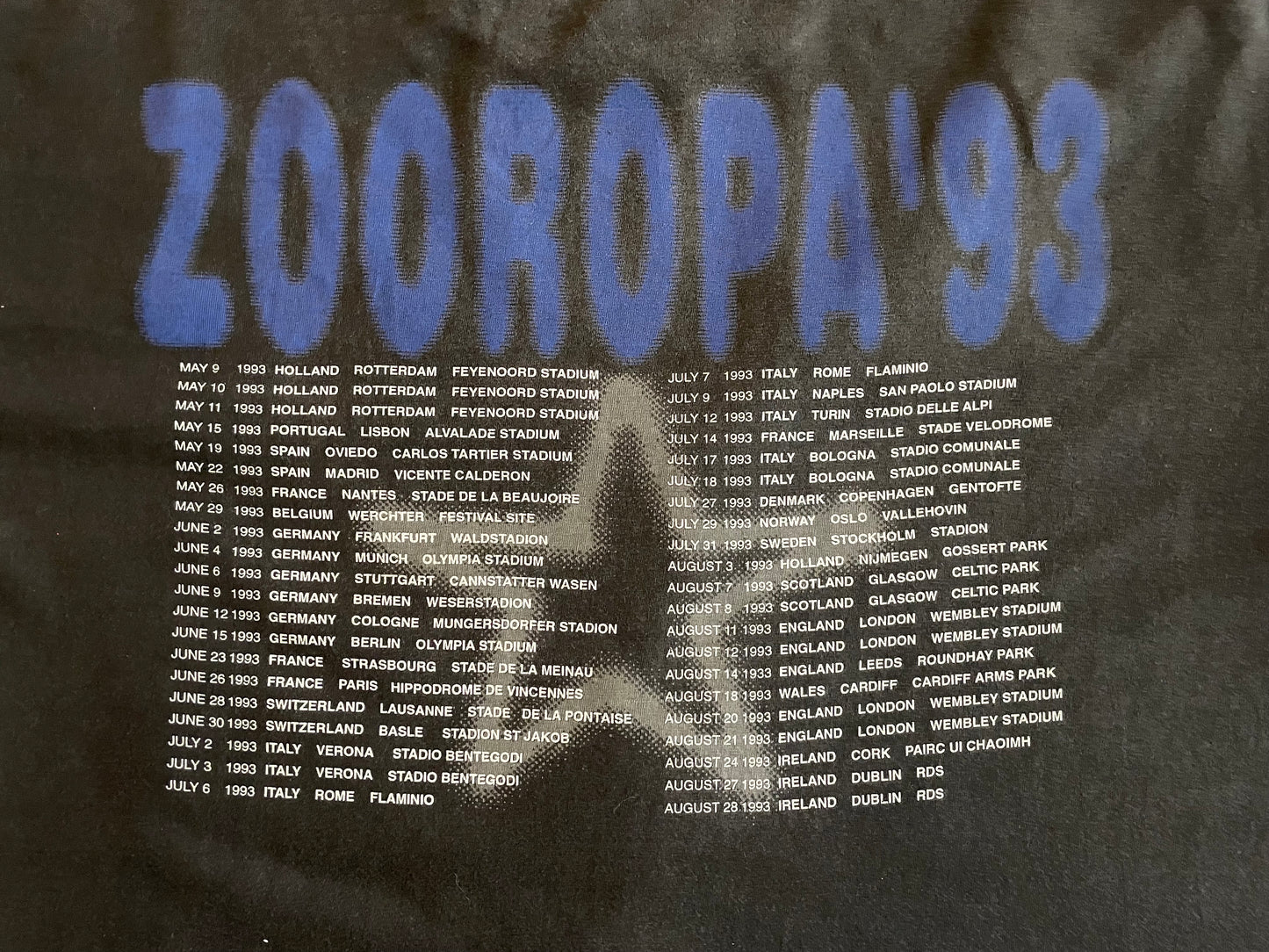 U2 - Achtung Zooropa - Original vintage European Tour 1993 t-shirt