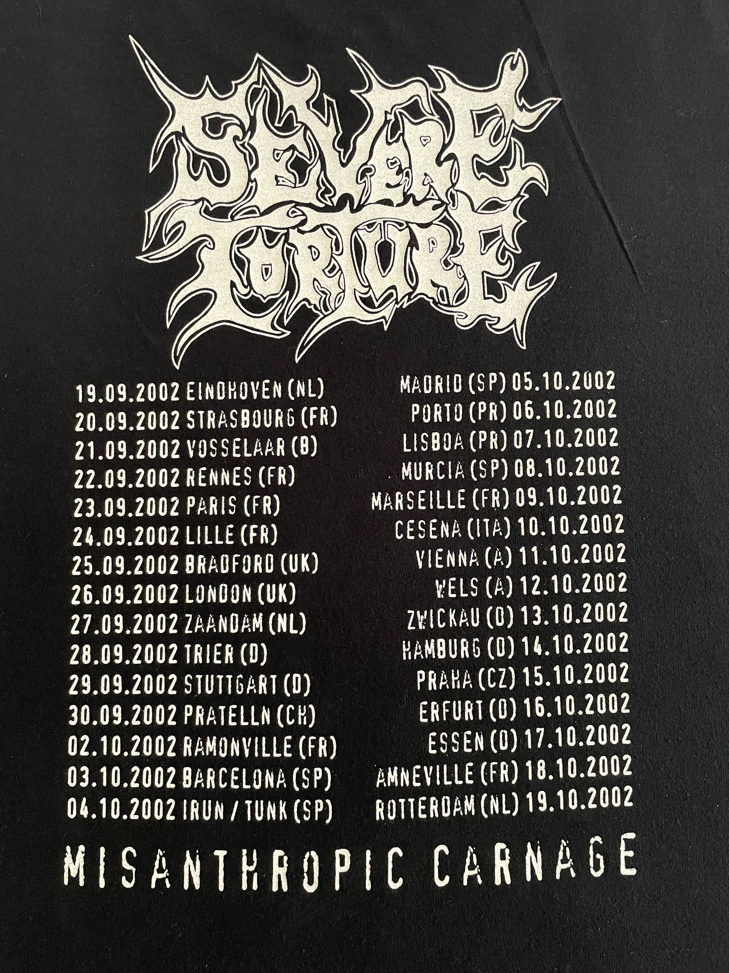 Severe Torture - Misanthropic Carnage / 2002 European Tour - Original Vintage Longsleeve