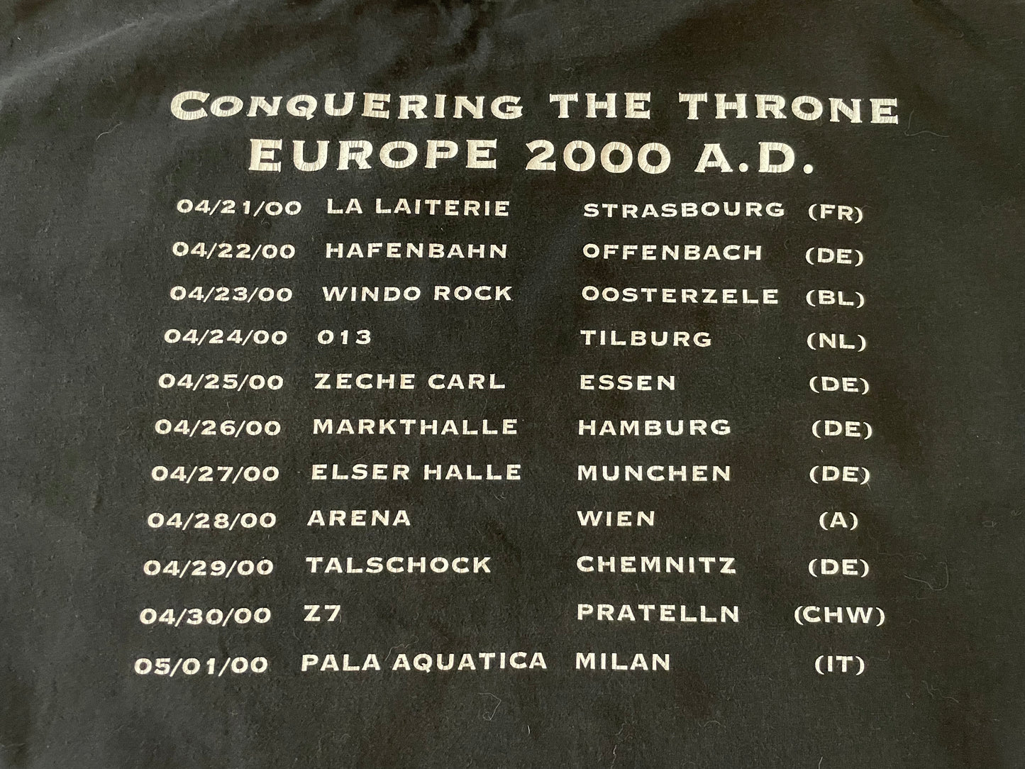 Hate Eternal - Conquering The Throne Europe 2000 A.D. - Original Vintage t-shirt