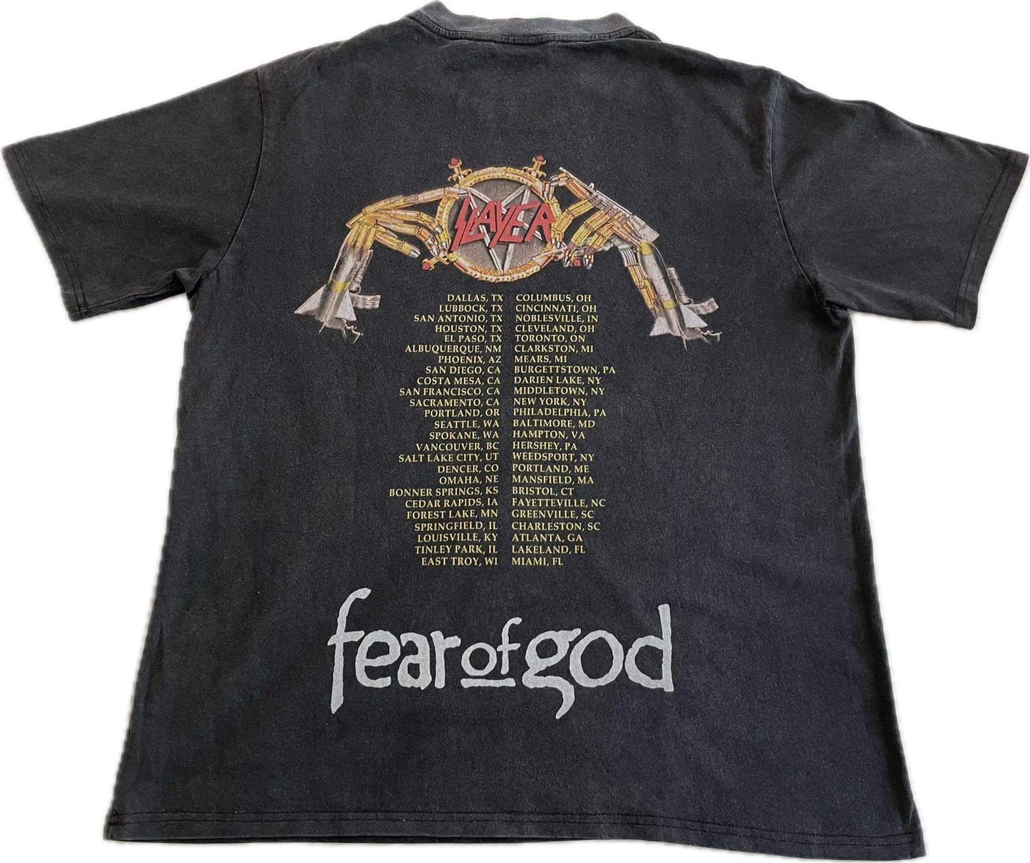 Slayer / Fear Of God - 1991 Clash Of The Titans tour reprint shirt