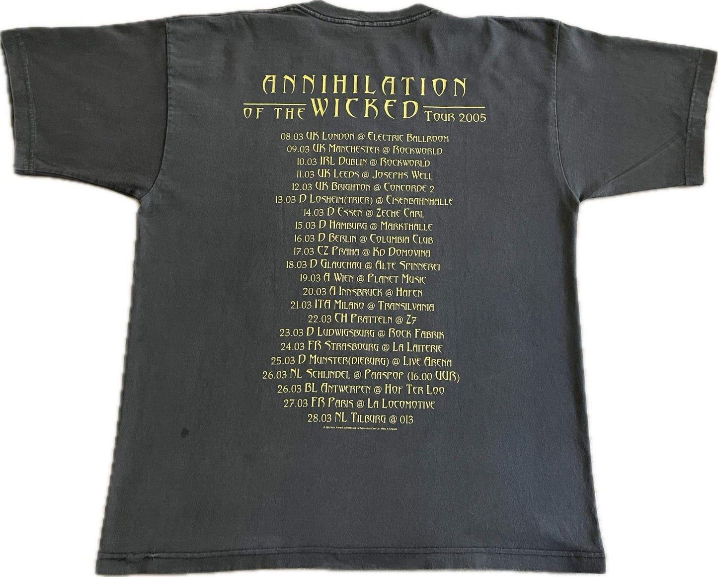 Nile - Annihilation Of The Wicked - European Tour 2005 - Original Vintage t-shirt