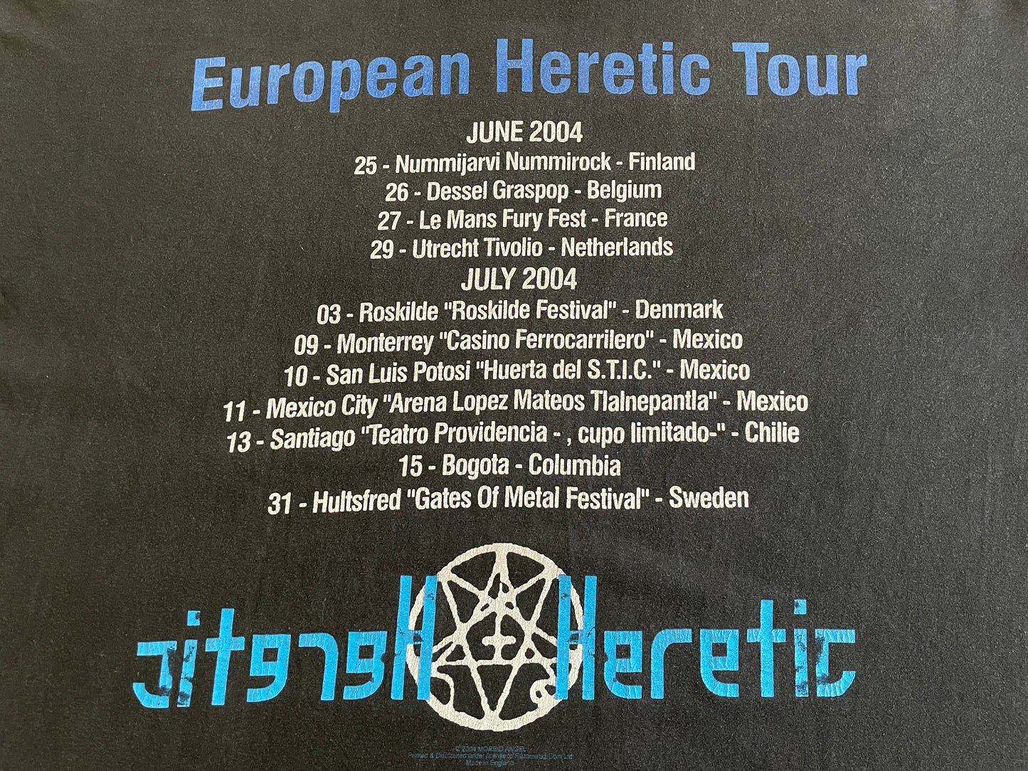 Morbid Angel - Altars Of Madness / European Heretic Tour ‘04 - Original Vintage t-shirt