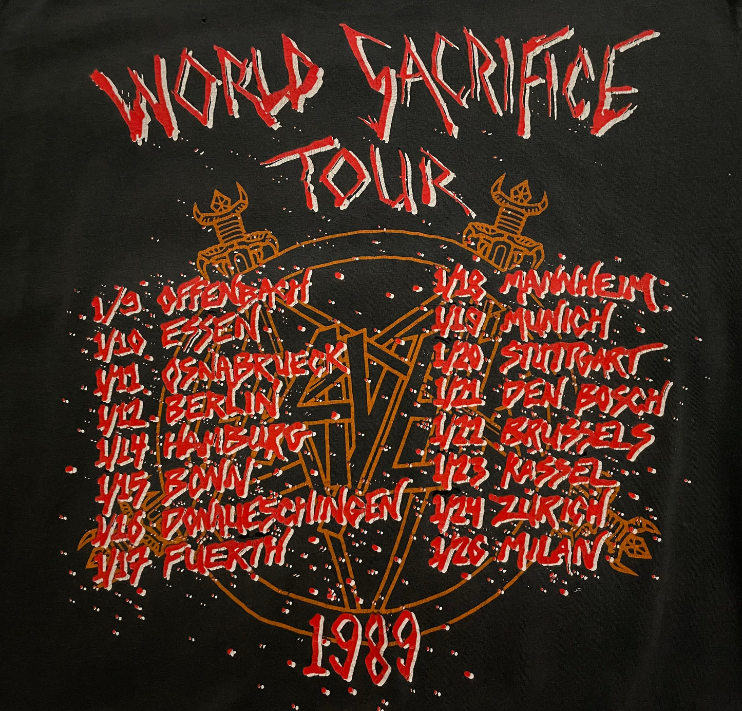 Slayer - Slaytanic Wehrmacht / World Sacrifice Tour 1989 - Original Vintage t-shirt