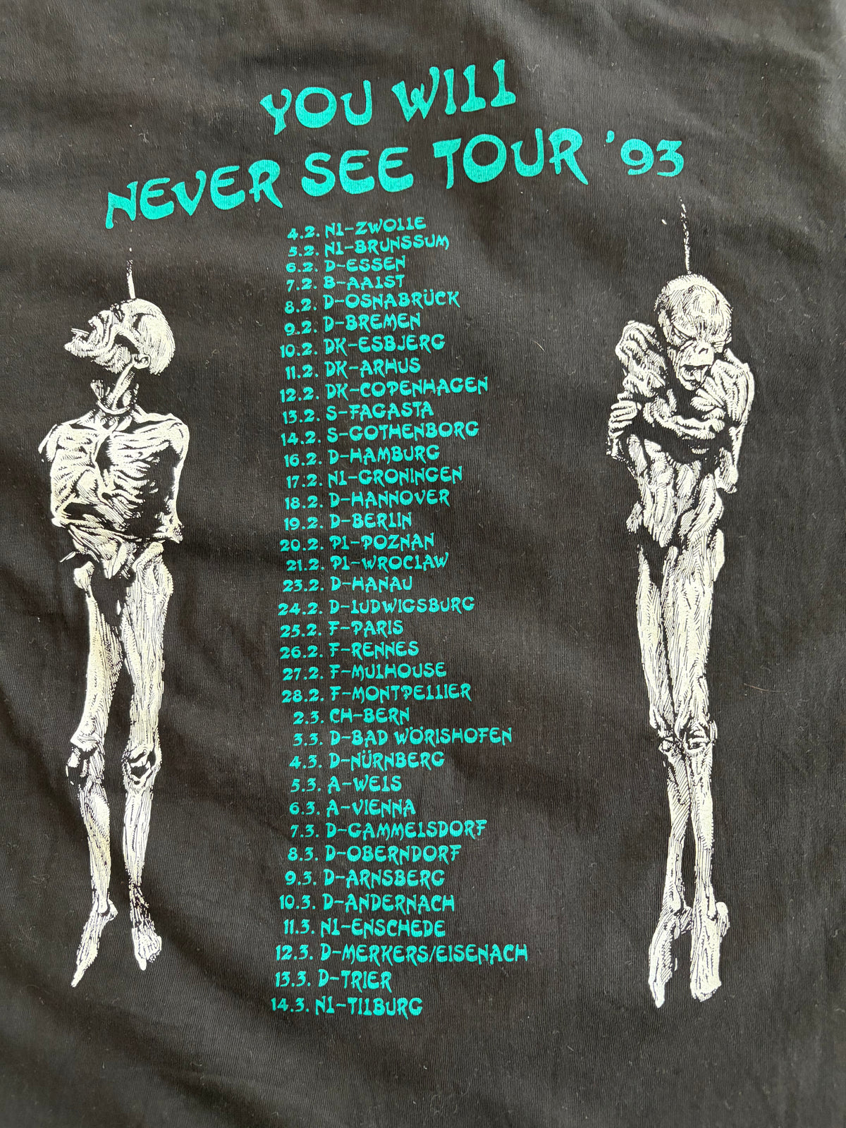 Grave - You Will Never See Tour 1993 - Original Vintage T-Shirt
