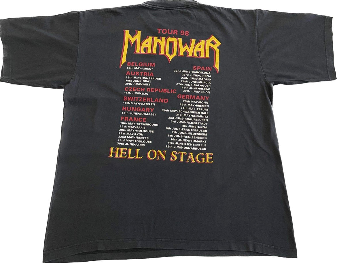 Manowar - Hell On Stage / European Tour 1998 - Original Vintage t-shirt