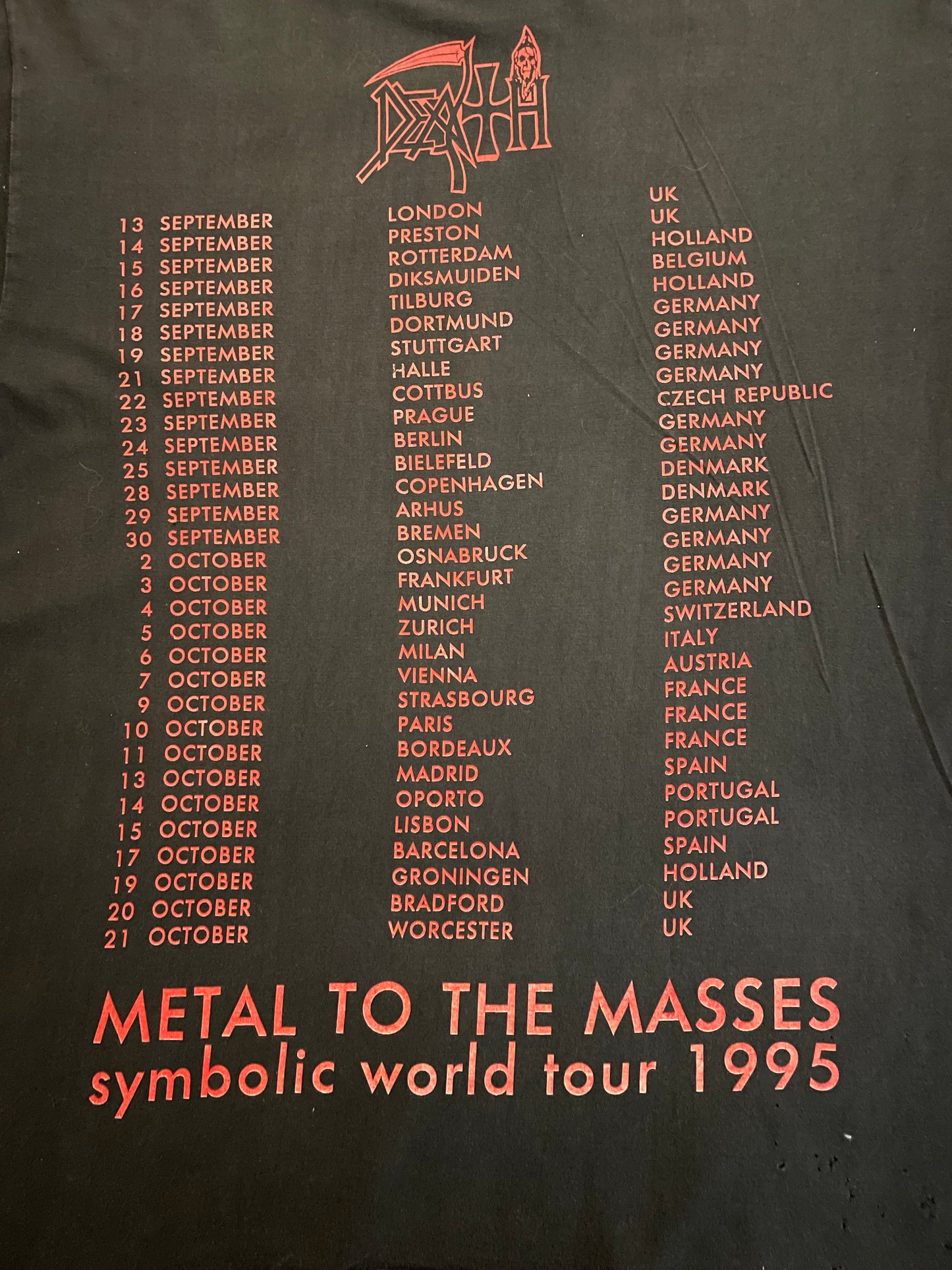 Death - Symbolic / Metal To The Masses World Tour 1995 - Original Vintage Longsleeve