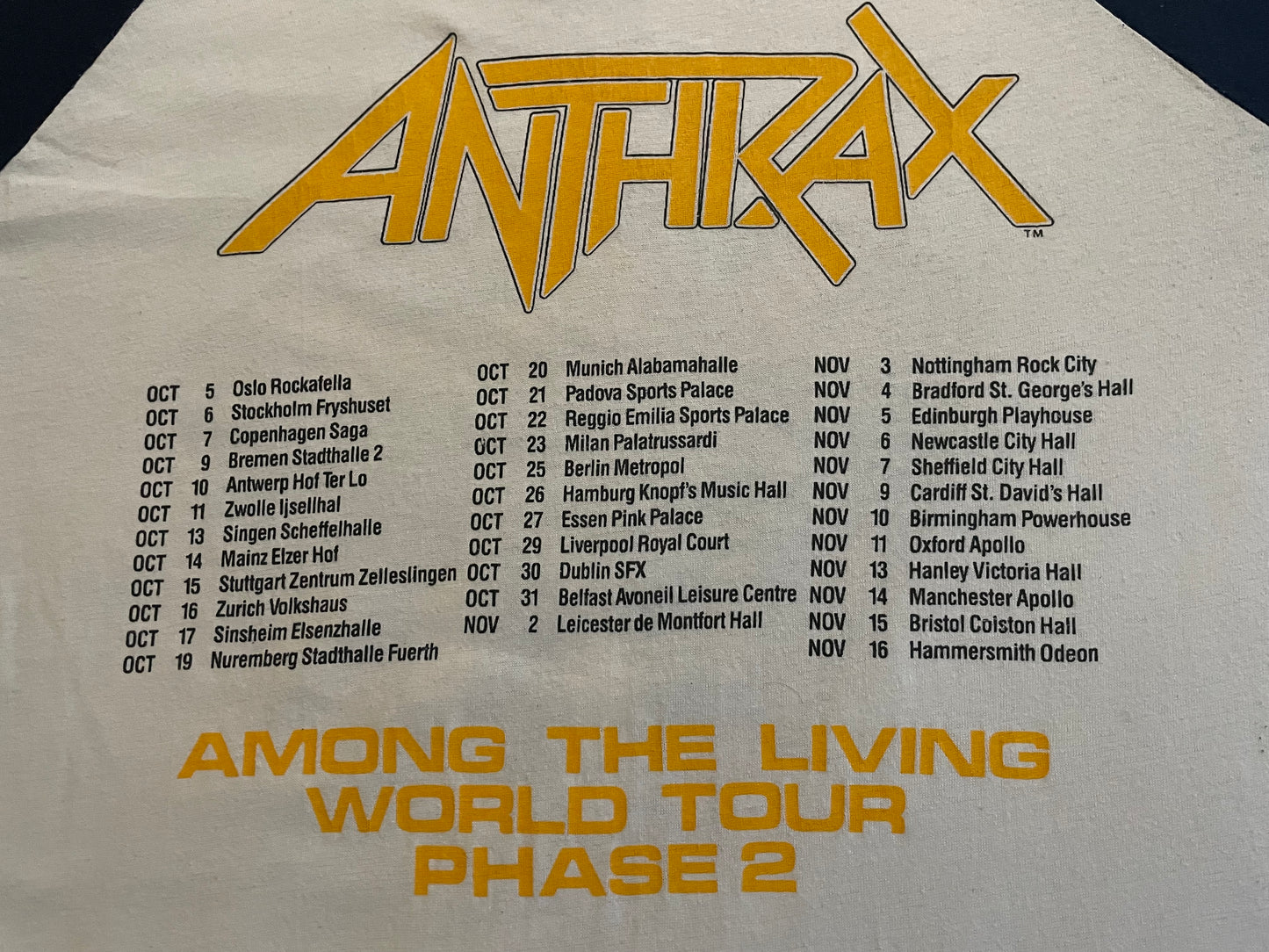 Anthrax - Among The Living - Original Vintage 1987 Baseball shirt