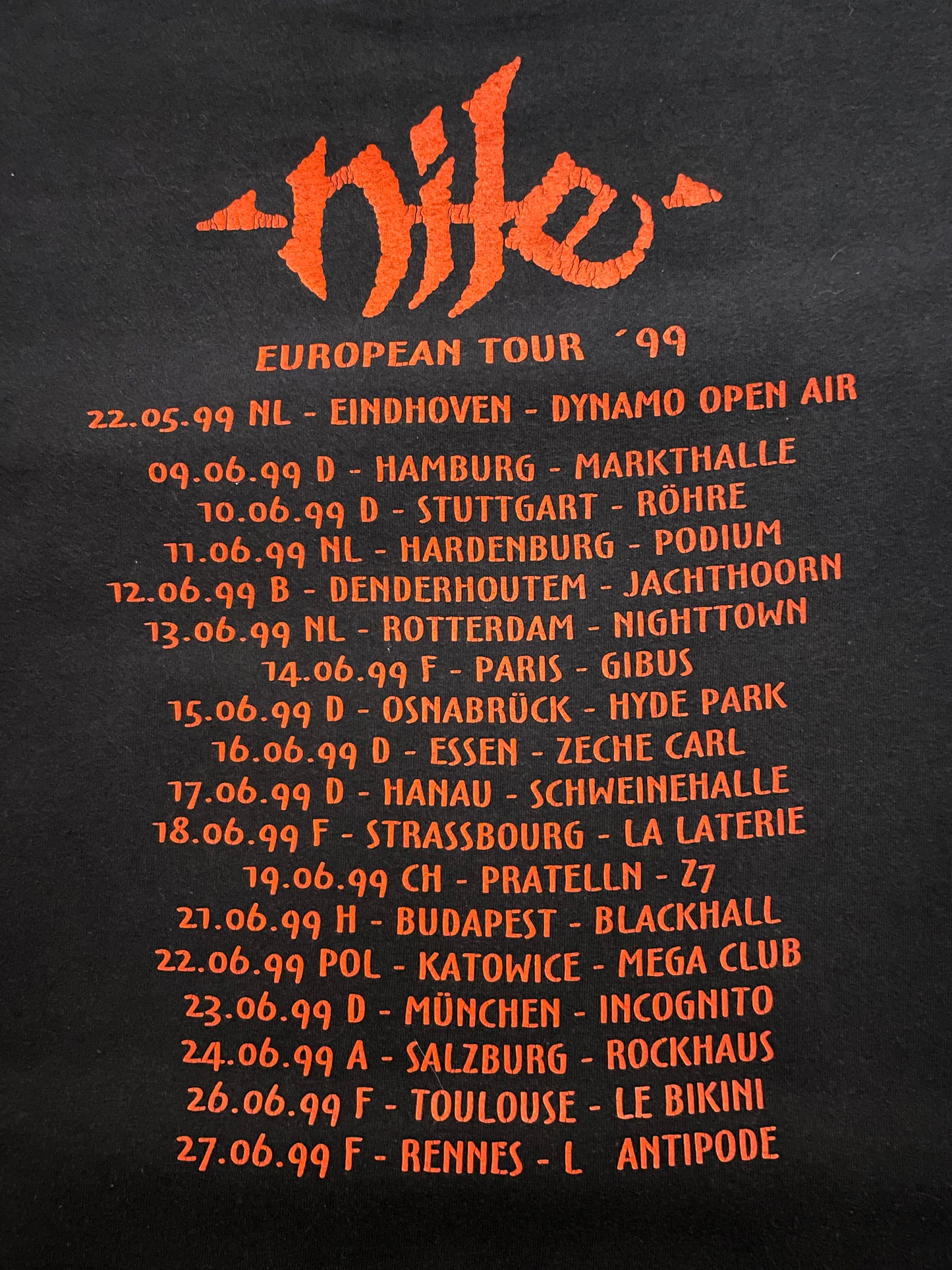 Nile - Amongst The Catacombs / European Tour 1999 - Original Vintage Longsleeve