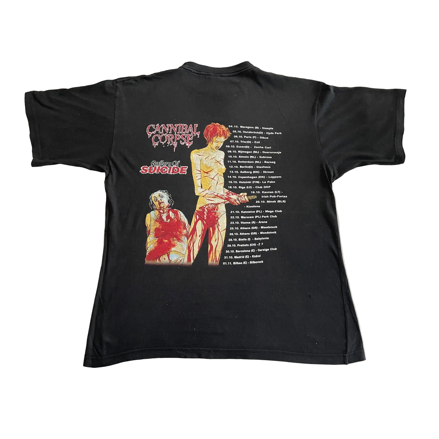Cannibal Corpse - Gallery Of Suicide / European Tour 1998 - Original Vintage T-Shirt