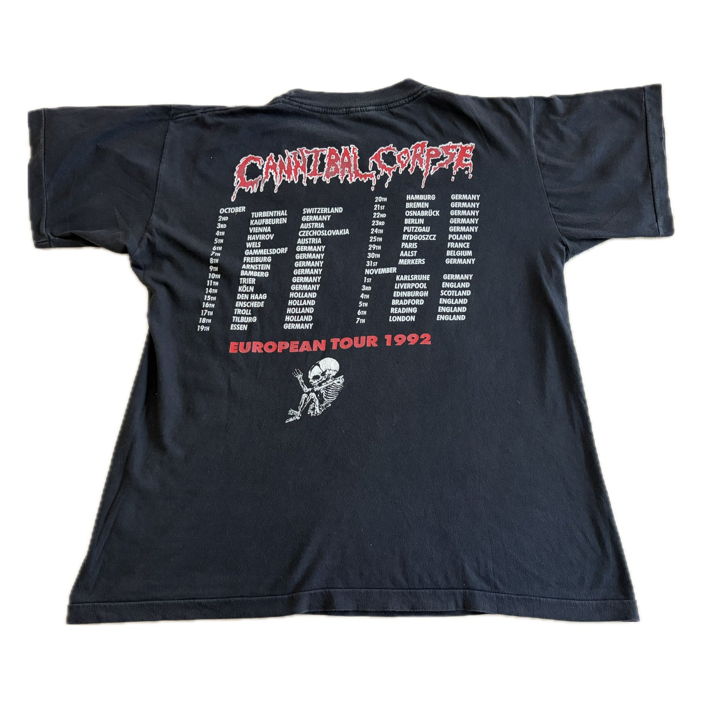 Cannibal Corpse - Eaten Back To Life / European Tour 1992 - Original Vintage t-shirt
